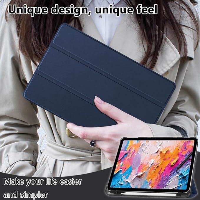 [NSFN] for TCL NXTPaper 11 Plus Tablet Case,TCL Tablet 11.5Inch Case, Ultra Thin, Protective Case, Trifold, Magnetic Closure, Stand, Shockproof, Ultra Lightweight, with Pencil Holder, Sea Blue