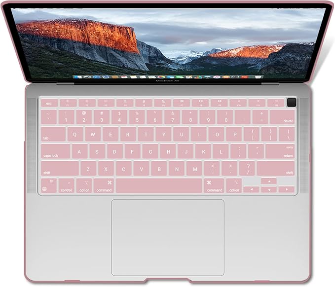 IBENZER Compatible with New MacBook Air 13 inch Case 2022 2021 2020 M1 A2337 A2179 A1932, Plastic Hard Shell Case with Keyboard Cover for Mac Retina Display with Touch ID, Rose Gold, MAT13-MPK+1B