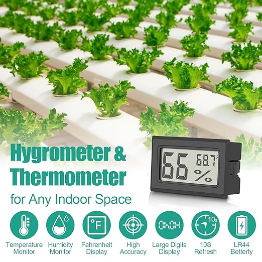 Vaikby 12-Pack Mini Digital Thermometer Hygrometer, Indoor Humidity Monitor, Temperature Humidity Gauge Meter with Fahrenheit (℉) for Bedroom, Greenhouse, Garden, Cellar, Closet, Fridge