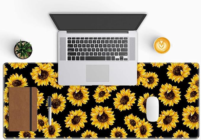 Large Mouse Pad Gaming Mousepad XL Sunflowers Desk Mat Mouse Pad Long 31.5x11.8 in Extended Big Cute Mouse Pad Waterproof Desk Pad with Non-Slip Base and Stitched Edges for Computer Keyboard