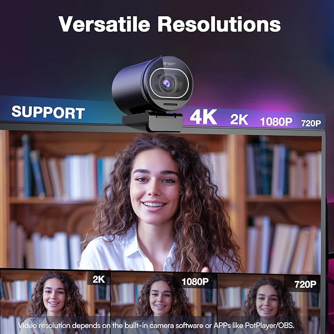 EMEET S600 4K Webcam with Tripod for Streaming - Sony 1/2.55'' Sensor, PDAF Autofocus, 1080P@60FPS, 2 Noise Reduction Mics, Built-in Privacy Cover, 73° FOV, Streaming Webcam for Product/Game/Beauty