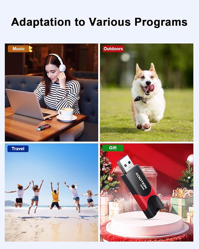 KOOTION 128GB USB 3.0 Flash Drive 3 Pack USB Flash Drives Multicolor USB Drive Retractable Thumb Drive Zip Drives High Speed Jump Drives with LED Indicator - 3Pack (Red, Green, Blue)