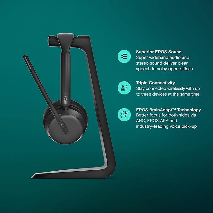 EPOS Impact 1061T ANC - Premium Open Office Headset with Hybrid Adaptive ANC, EPOS AI™ Microphone Technology, and Multipoint Connectivity