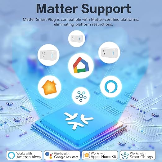 Jinvoo Matter Smart Plug, Wireless Plug, Smart Socket, Alexa Socket, Compatible with Apple Home, Alexa, Google, and SmartThingss SSmart Home Automation Systems, 2 Packs