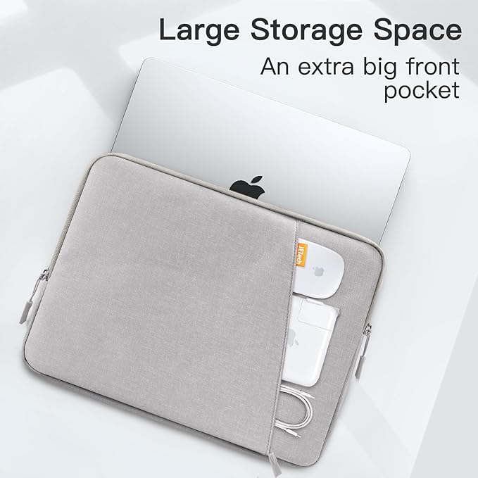 JETech Laptop Sleeve for 13-14Inch MacBook Neo (A18 Pro), MacBook Air/Pro (M1-M5) 2020-2026, 13-13.6 Inch Notebook, Waterproof Shock Resistant Bag Case with Accessory Pocket (Light Grey)