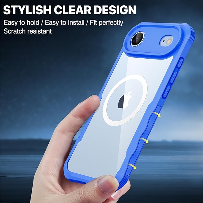 CENHUFO Magnetic Privacy for iPhone 17 Air Case [Compatible with Magsafe] Full Body Phone Case Built-in 9H Tempered Glass Privacy Screen Protector, Camera Protection Shockproof Bumper Cover -Blue