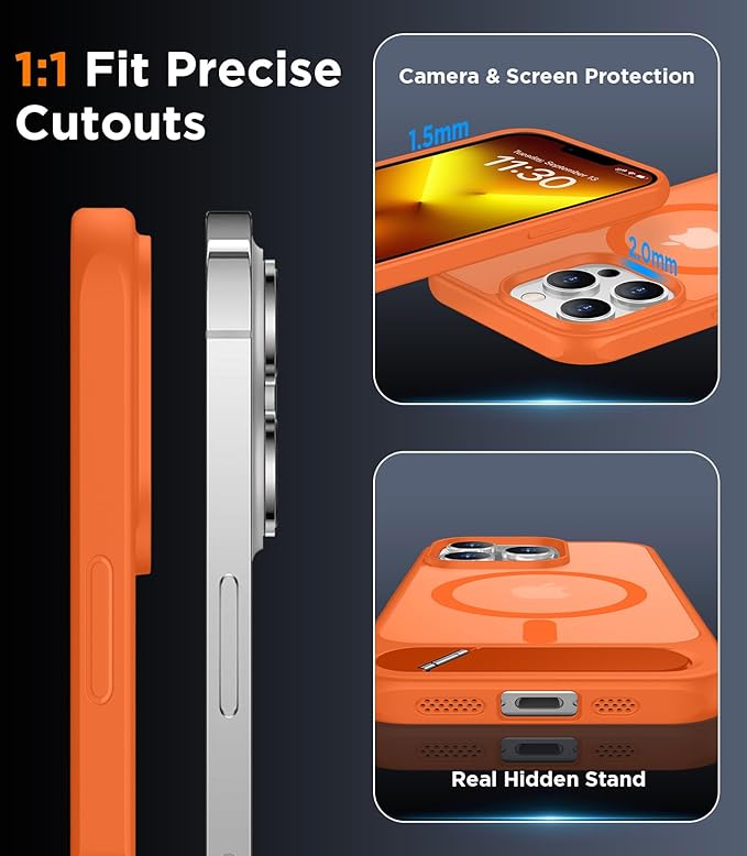 Magnetic Compatible with iPhone 13 Pro Max Case, [Built-in Invisible Kickstand][Compatible with MagSafe][Military Grade Shockproof] Slim Translucent Matte Phone Case for iPhone 13 Pro Max 6.7"