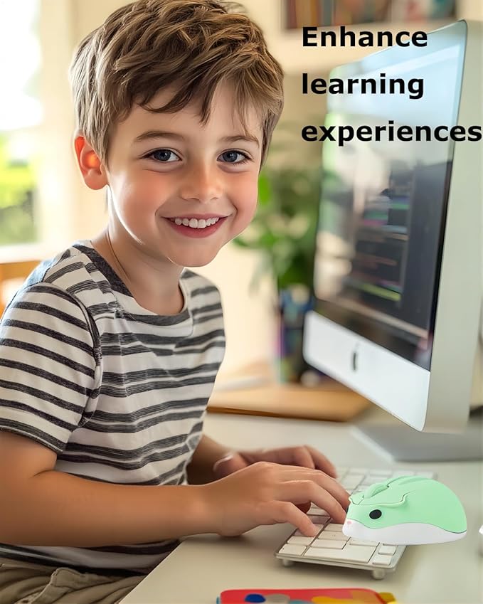 Wireless Mouse Cute Hamster Mice, Green Silent Portable Compact Lightweight 1200DPI USB Mice, Cordless Mouse for PC Laptop Computer Notebook MacBook Tablet Kids Girl Boy Men Women School Office Gift