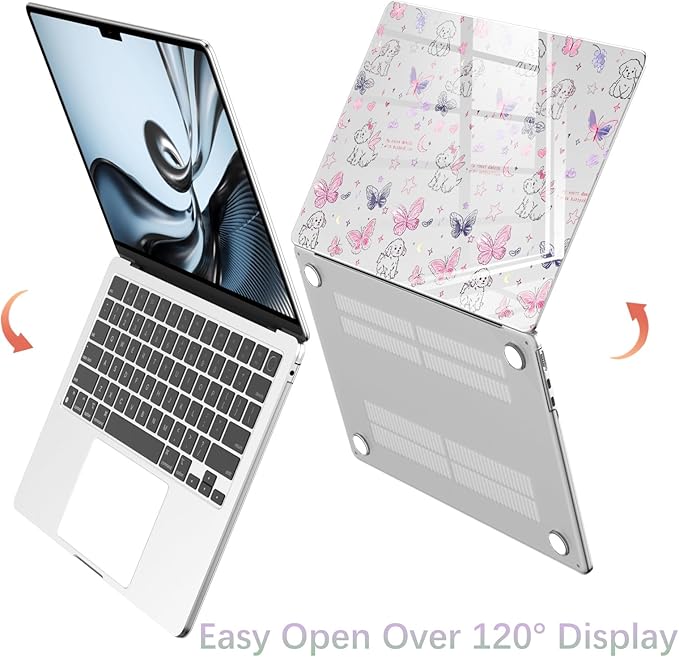 Compatible with MacBook Air 13.6 inch Case M5 M4 M3 M2 2026-2022 A3449 A3240 A3113 A2681 Release, Cute Kawaii Puppy Butterfly Protective Hard Shell Clear Cover for MacBook Air 13