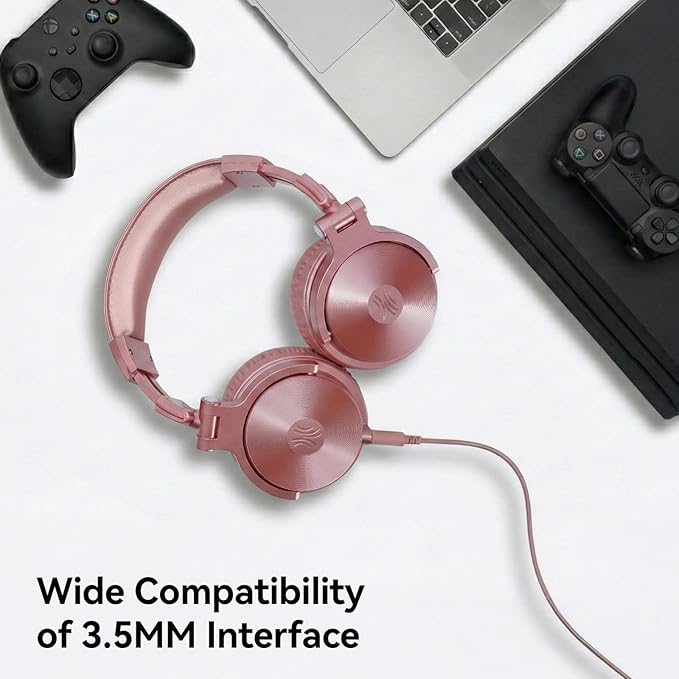OneOdio Bluetooth Over Ear Headphones, 110 Hrs Wireless/Wired Stereo Sound Foldable Headsets with Deep Bass 50mm Neodymium Drivers for PC/Phone/Tablet - Studio Wireless Pro C, Rose Gold
