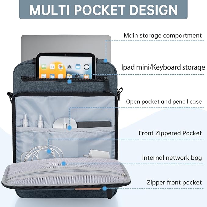9-11 Inch Tablet Sleeve Bag, Padded Protective Travel Carrying Case for iPad A16 2025, iPad Air M4 11-inch 2026 M3 M2, iPad Pro M5/M4 11 inch, iPad 10/9/8/7th, Galaxy Tab A9+/S9/S8 11"