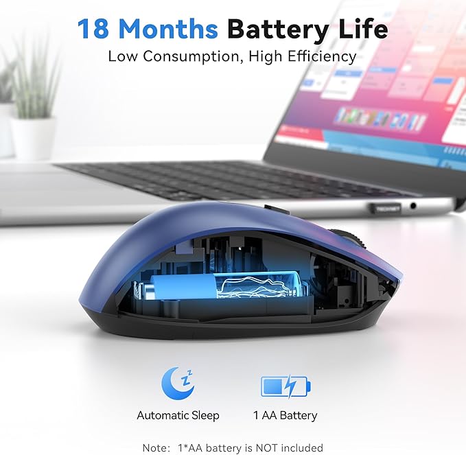 TECKNET Wireless Mouse for Laptop, Silent Mouse Quiet Click, Computer Mice Wireless, 6 Adjustable 4000 DPI Computer Mice