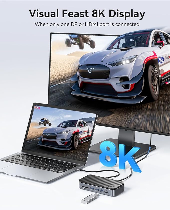 ORICO 12-in-1 USB C Hub with M.2 SSD Enclosure 10Gbps, Tool-Free USB C Docking Station with Built-in Fan, HDMI, DP, Gigabit Ethernet, 100W PD, SD/TF, Audio/Mic, USB A & Type C for Laptop Mac-M2P11