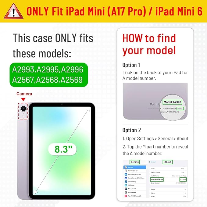 Case for iPad mini 7 2024 A17 Pro/iPad mini 6 2021 8,3 inch, Auto Wake/Sleep Supports Pencil Pro and Pencil(USB-C) Magnetic Clasp Stand, Blue