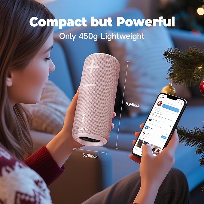 TAZATA Bluetooth Speaker,30W Portable Wireless Speaker with TWS,IPX7 Waterproof, 8H Playtime, LED Lights,for Pool/Beach/Shower, Birthday Gift, Valentines Day Gifts