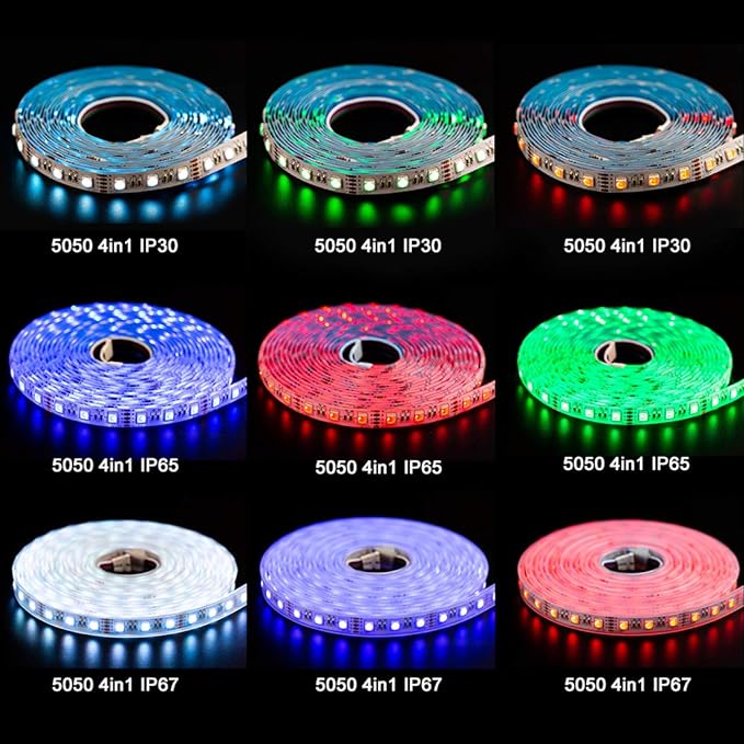 BTF-LIGHTING RGBW LED Strip Lights,UL Listed,5050 4 Colors in 1 RGB + 6000K-7000K Cool White,24V DC,16.4ft/5m 60LEDs/m 12mm Black PCB, IP30 for Home Decoration(No Adapter or Controller)