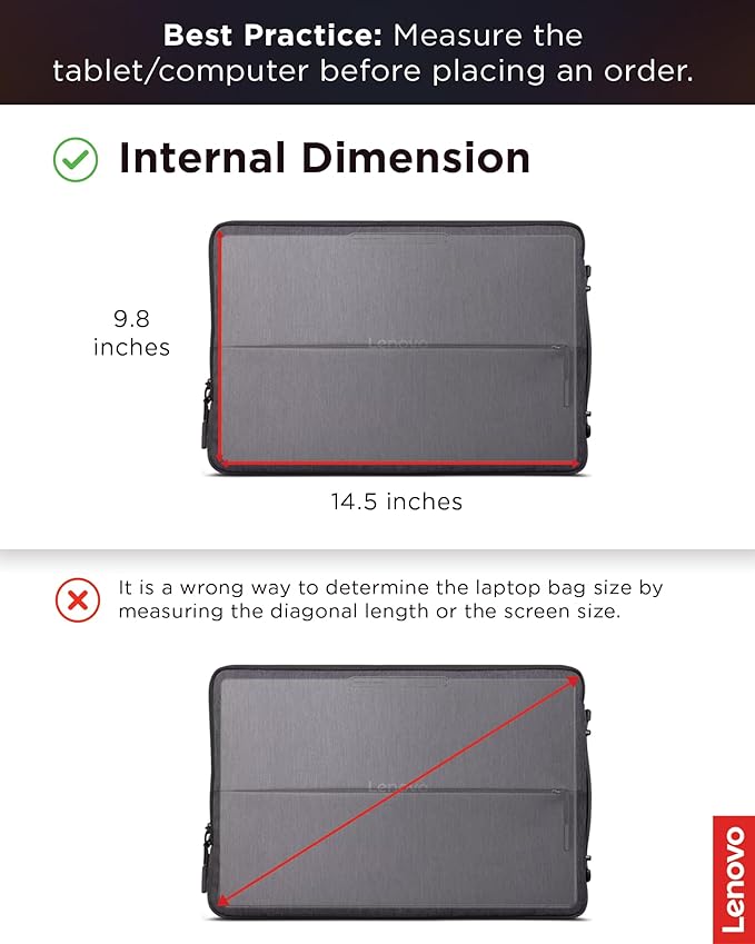 Lenovo Urban Laptop Sleeve 14 Inch for Laptop/ Notebook/Tablet Compatible with MacBook Air/Pro Water Resistant - Charcoal Grey