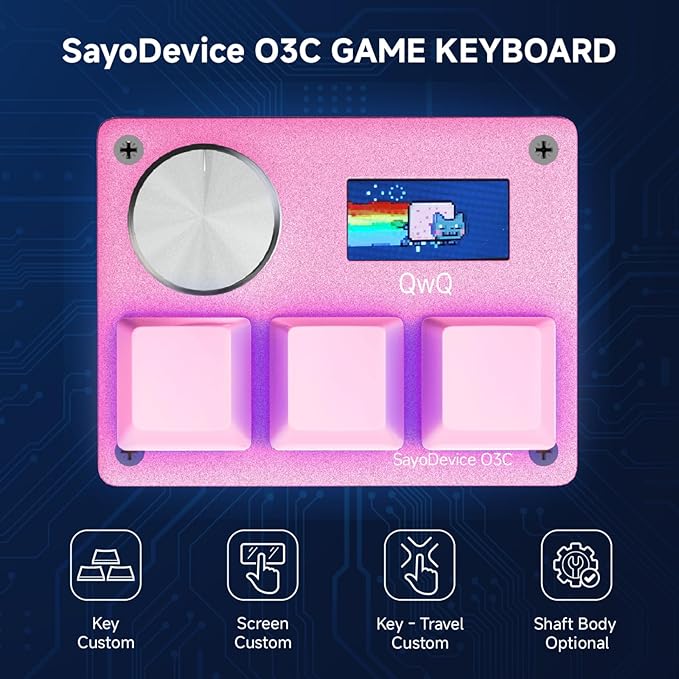 O3C Rapid Trigger Hall Effect Keyboard Suitable for OSU and Geometry Dash Rhythm Game Macro Keypad with Magnetic Linear Switches (Pink, Gateron Jade Pro Green Switch)