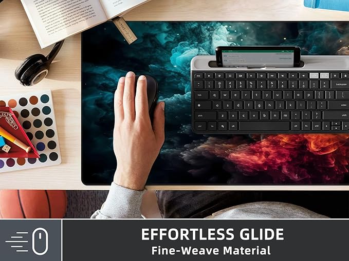 Rinaze Large Gaming Mouse Pad Desk Mat with Superior Micro-Weave Cloth, XXL Big Mousepad with Stitched Edges, Anti-Slip Desk Keyboard Pad for Gaming, Office and Home