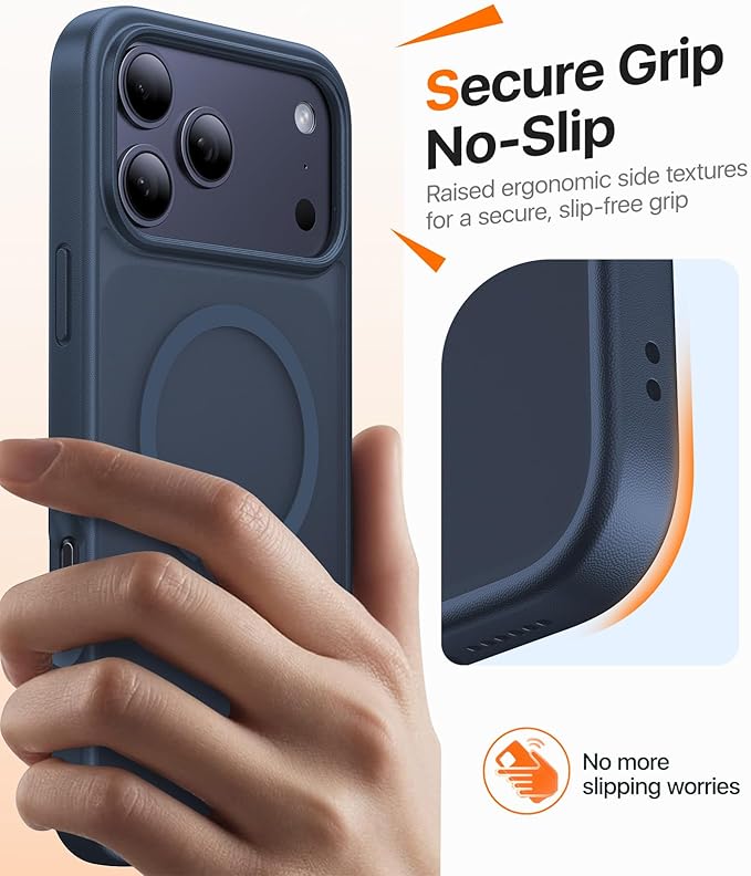Magnetic for iPhone 17 Pro Max Case,[Anti-Slip][Compatible with MagSafe][Military Grade Drop Protection] Shockproof Protective Translucent Phone Case for iPhone 17 Pro Max Case,Midnight Blue