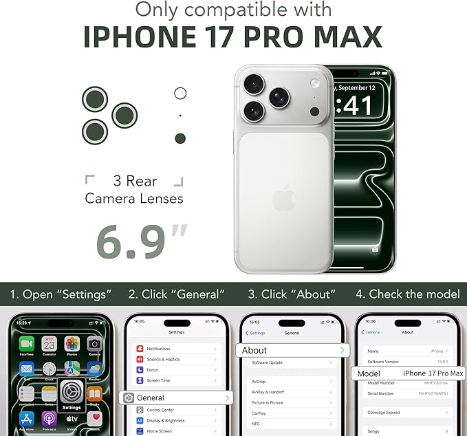 BERFY for iPhone 17 Pro Max Case, Compatible with MagSafe, Built-in Glass Screen Protector, Camera Protection, Shockproof Full Body Phone case 6.9", Translucent Deep Green