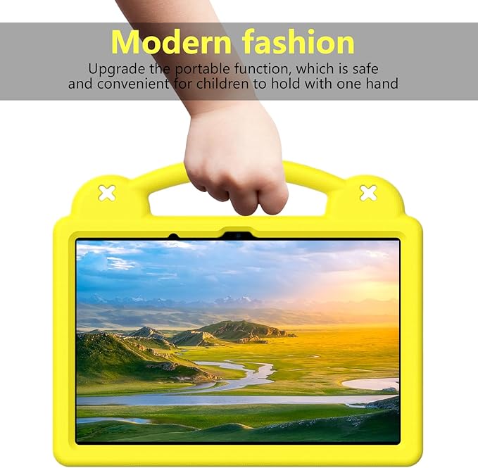 AKABEILA Compatible with Xiaomi Redmi Pad 2 2025 11 inch Tablet Case, Kids Friendly Universal Lightweight Shockproof Protective Case with Shoulder Strap & Stand Handle Yellow