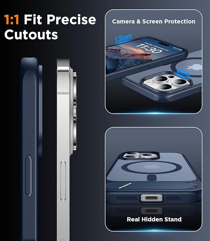 Magnetic Compatible with iPhone 14 Pro Case, [Built-in Invisible Kickstand][Compatible with MagSafe] [Military Grade Shockproof] Slim Translucent Matte Phone Case for iPhone 14 Pro 6.1"