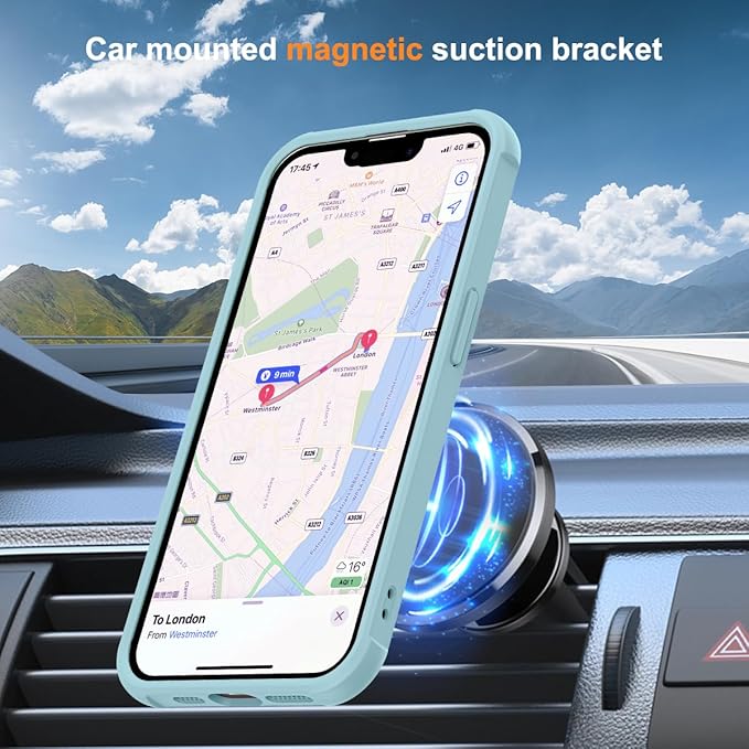 SKYLMW Compatible with iPhone 16e Case & iPhone 17e Case 6.1" with Invisible Magnetic O-Ring Stand Military-Grade Translucent Phone Cases [Compatible with Mag-Safe][Great Grip Feeling], Blue
