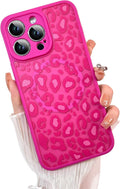 KANGHAR Case for iPhone 15 Pro Max Hot Pink Leopard Printed Pattern Cute Cheetah [Compatible with Magsafe] Protective Magnetic Case for Girls Women 6.7"