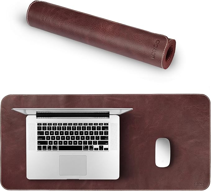 Londo Top Grain Leather Extended Mouse Pad – Large Desk Mat for Office & Gaming, Smooth Writing Surface, Non-Slip Base, Durable & Stylish Workspace Accessory