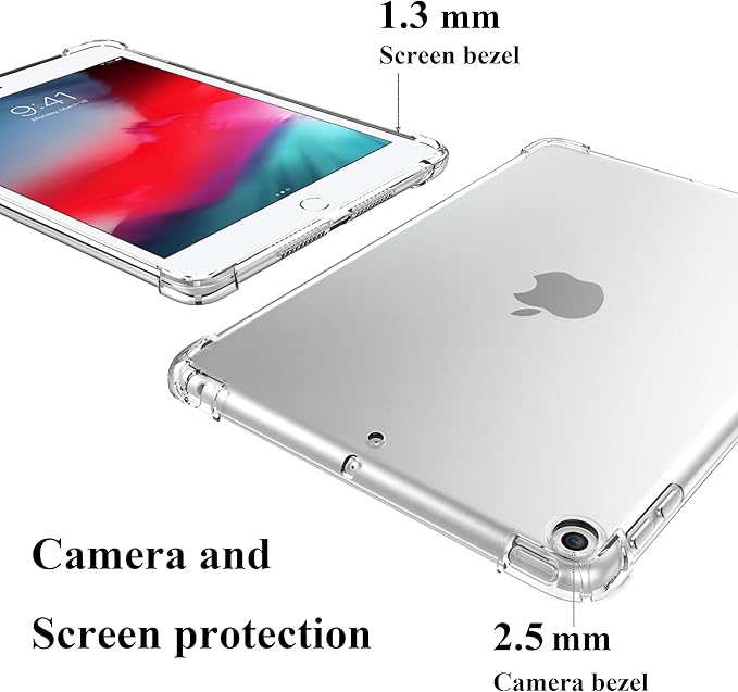 Clear TPU Back Case for iPad mini 5/4/3/2/1 Cover 7.9" (iPad mini 5th/4th/3rd/2nd/1st Generation) Shockproof Case [Reinforced Corners Protection] Slim Lightweight Transparent Shell, Clear