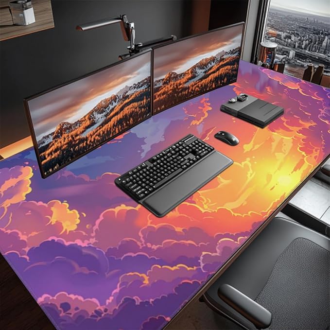 48 x 24 Inches Cute Desk Mat Kawaii Pink Purple Desk Pad Anime 3XL Large Mouse Pad Big Full Desk Gaming Mousepad Laptop Computer Keyboard Mouse MatDesk Decor Desk Accessories