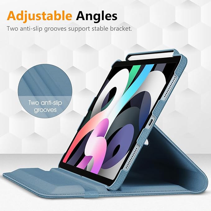 Fintie Rotating Case for iPad Air 11-inch M4/M3/M2 (2026/2025/2024), iPad Air 5th (2022) / 4th Generation 10.9 Inch - 360 Degree Rotating Protective Stand Cover with Pencil Holder, Ocean Blue