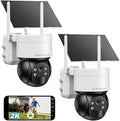 HOSAFE.COM Solar Security Cameras Wireless Outdoor, WiFi Cameras for Home Security, Outdoor Camera with 360° View, 2K HD Color Night Vision, 2-Way Audio, SD/Free Cloud Storage (Need Apply), 2 Packs