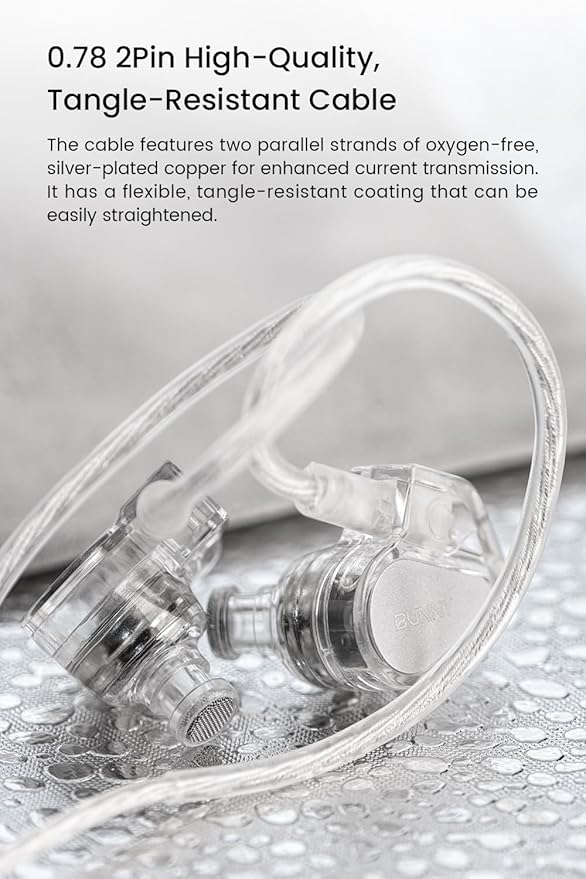 Bunny Gaming Earphones with Single Dynamic Dual-Chamber Driver, Wired Earbuds IEM, 1DD 0.78 2pin Monitor with Bass Boot Maze Cavity, Entry-Level HiFi in-Ear Headphones with Mic - 3.5mm