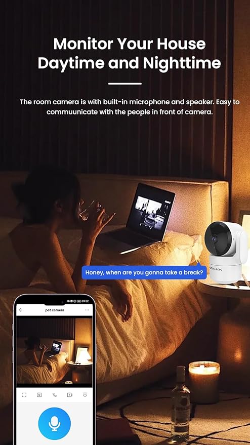 2 Pack Indoor Wired Security Cameras, 360° WiFi Camera for Home/Pet/Baby with Night Vision, AI Motion Detection, 2-Way Audio, Local/Cloud Storage, Compatible with Alexa & Google Assistant