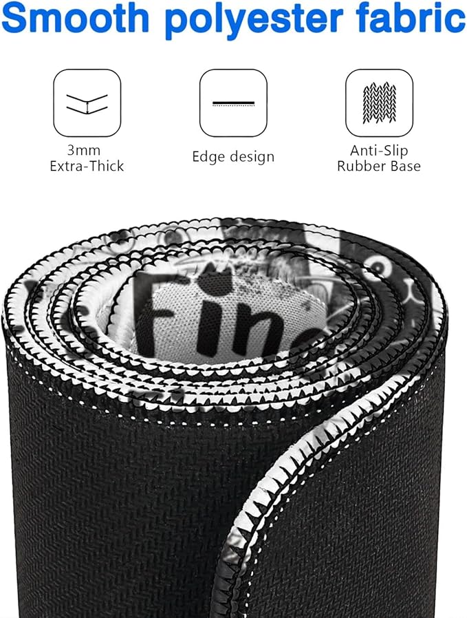 Funny Cat Mouse Pad Gaming, Large Mouse Pads for Desk, Extended Mousepad with Non-Slip Rubber Base Stitched Edge, Black Cat Mousepad Keyboard Mat for Desk Gaming Home Office, 31.5" x 11.8"