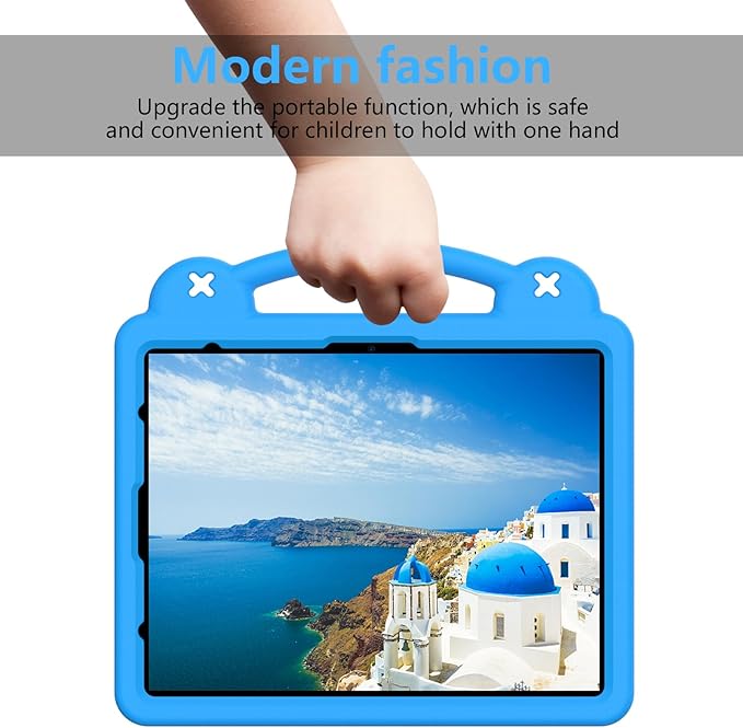 AKABEILA Compatible with Apple iPad 7 2019 10.2/iPad 8 2020 10.2/iPad 9 2021 10.2/iPad Pro 10.5 2017/iPad Air 3 2019 10.5 Tablet Case, Kids Case with Shoulder Strap & Stand Handle & Pen Tray Sky Blue