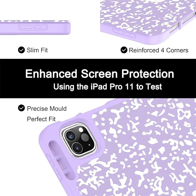 Soke for iPad Pro 11 Case (M2) 2022/2021/2020 with Pencil Holder - [Full Body Protection + Apple Pencil Charging + Auto Wake/Sleep], Soft TPU Back Cover for 2022 iPad Pro 11 inch(Book Lilac)