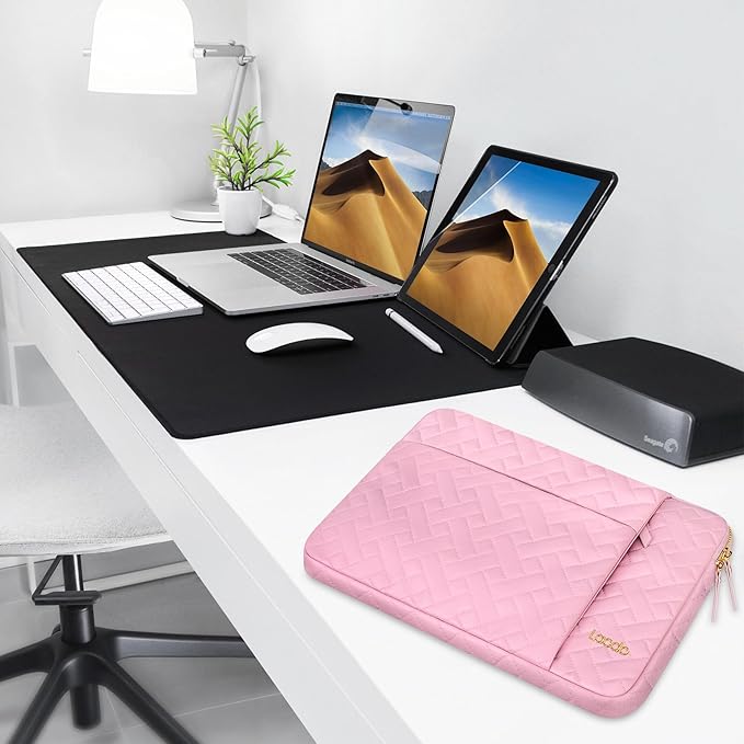 Lacdo Laptop Sleeve Case for 15 inch New MacBook Air M5/A3448 (2026), M4 A3241 2025, M3 A3114, M2 A2941 2024-2023, 15 inch MacBook Pro A1990 A1707 Computer Bag with Accessory Pocket, Sakura Pink