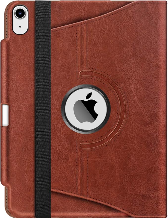 Fintie Rotating Case for iPad Air 11-inch M4/M3/M2 (2026/2025/2024), iPad Air 5th (2022) / 4th Generation 10.9 Inch - 360 Degree Rotating Protective Stand Cover with Pencil Holder, Brown