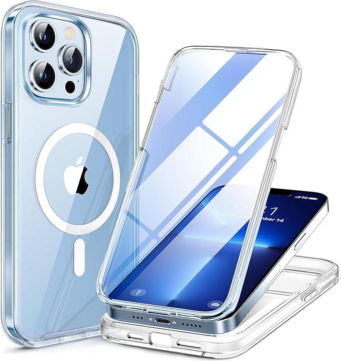 Miracase for iPhone 13 Pro Case 6.1",Full-Body Protection,Clear Bumper Case with Built-in 9H Tempered Glass Screen Protector,Military-Grade Drop Protection Outdoor Phone Case for iPhone 13 Pro,Clear