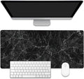 Black Marble Texture Desk Mat,Large Gaming Mouse Pad,Non-Slip Rubber Base Desk Pad with Stitched Edges for Desk Office Home Decor 35.4X15.7 Inch