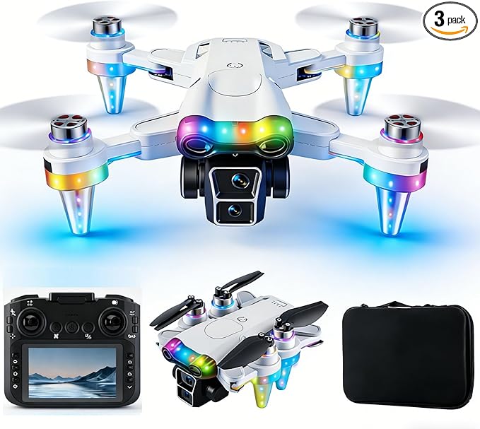 Drones for Kids 8-12 – Drone with camera for kids & Beginners,Kids drone with Fancy LED Lights, 4.3" Built-In FPV Screen, Three Batteries, Perfect Holiday & Birthday Gift, Indoor & Outdoor Quadcopter Toy