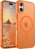 SUPFINE Magnetic for iPhone 16 Case (Compatible with MagSafe) (Military Grade Drop Protection) Translucent Matte Shockproof Phone Cover,Starry Orange