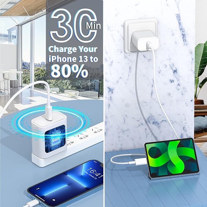 [Apple MFi Certified] iPhone Charger Fast Charging, LANWK 2Pack 20W USB-C Charger Block Dynamic Power Adapter Type-C Wall Charger with 6FT Lightning Cable for iPhone 14 13 12 11 Pro XS Max XR X 8 iPad