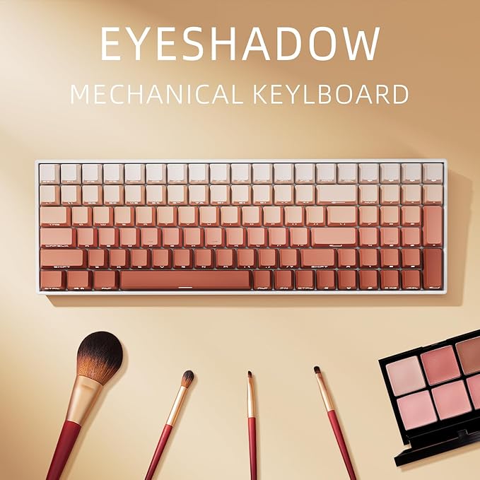 ZORNHER ZH100 Wireless Mechanical Keyboard,98% Pink Creamy Keyboard with Number Pad,Full Size Rose Gold Gaming Keyboard,Lighted Up PBT Dipped Keycaps,Creamy Sounding Linear Switches