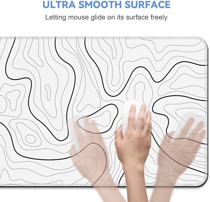 Rcege Large Mouse Pad for Desk - Gaming Mouse Pad with Stitched Edges, Anti-Slip Base for Keyboard and Mouse(White Line, 23.6L x 11.8W inches)