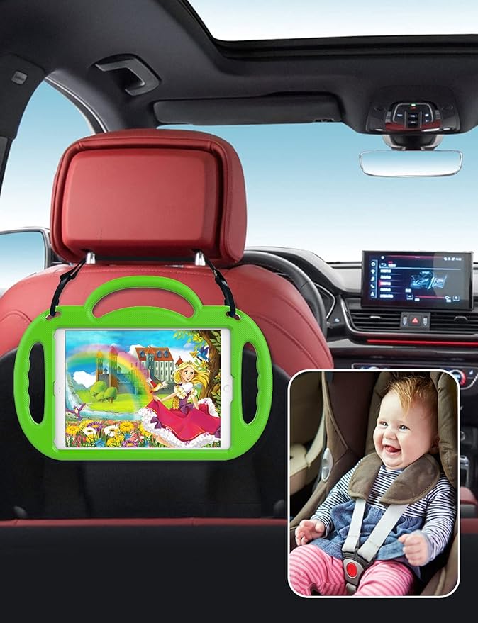 SUPLIK Kids Case for iPad 5th/6th Generation (9.7 inch, 2017/2018), iPad Air 1 & Air 2 & Pro 9.7 Protective Case with Shoulder Strap Handle Stand for iPad 5/6 & iPad Air 1st/2nd Gen, Green