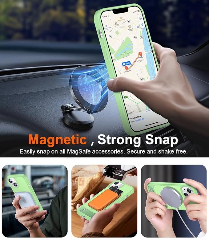 Magnetic Compatible with iPhone 14 Case/iPhone 13 Case,[Built-in Invisible Kickstand][Compatible with MagSafe][Military Grade Shockproof] Slim Translucent Matte Phone Case for iPhone 14/13 6.1"